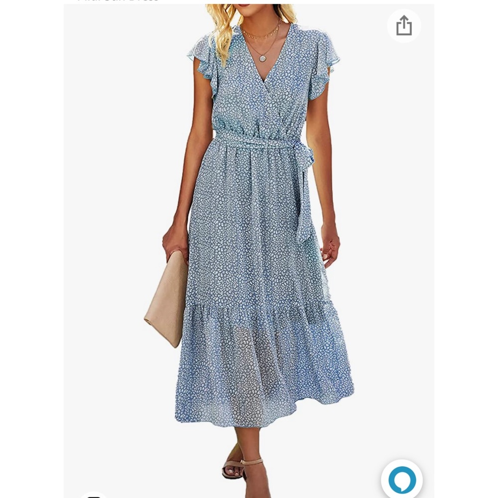 Boho. Wrap dress. Size large. Light blue
